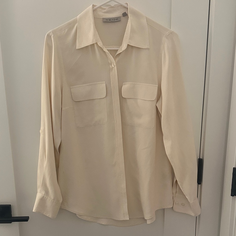 Cream Button-Up Blouse